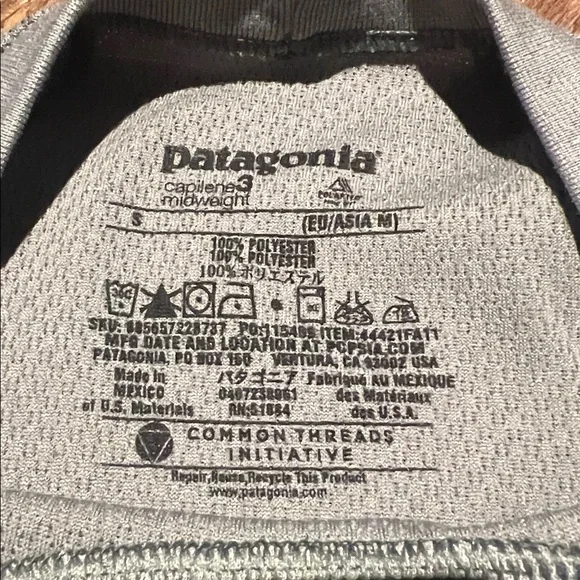 Patagonia Capilene Gray Lightweight Baselayer Long Sleeve Shirt Mens Sz Small - Picture 3 of 4